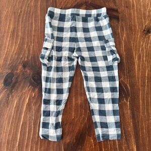 NWOT Kate Quinn Blue and White Checkered Bamboo Cargo Pants 3T